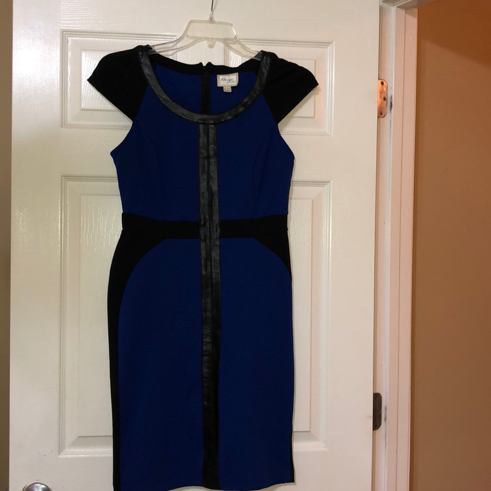 Beige by eci royal blue with leather trim
